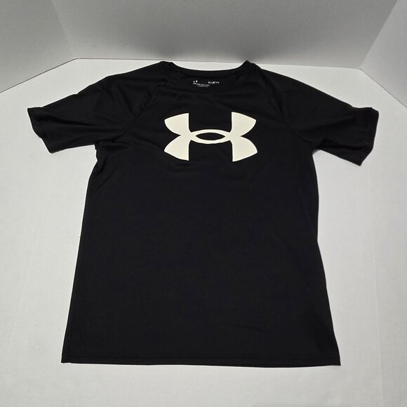 Under Armour Boys Tech Logo Short-Sleeve Tee Size Youth Large Black - Picture 1 of 5